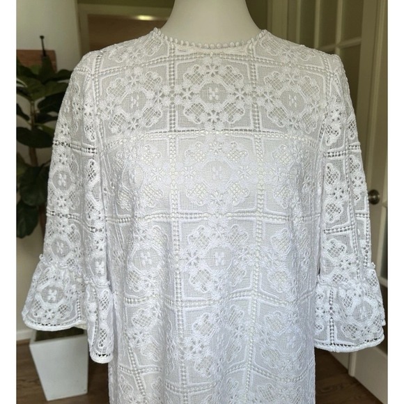 Kate Spade Women's Crochet Lace Flounce Shift Dress $428 White Sz 8 - Picture 5 of 11